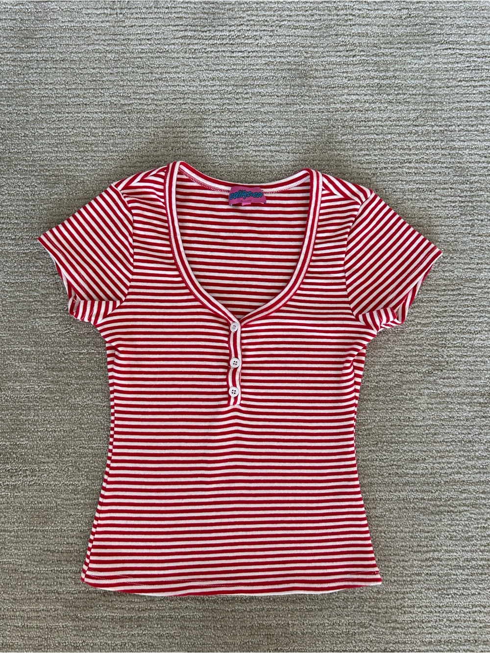 Kady Striped Henley T Shirt Striped Edikted